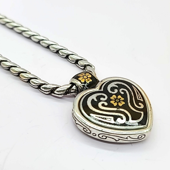 Brighton "FONTINA HEART" Reversible w Enamel & Scrolled Details! Rare & Retired! - Picture 5 of 10